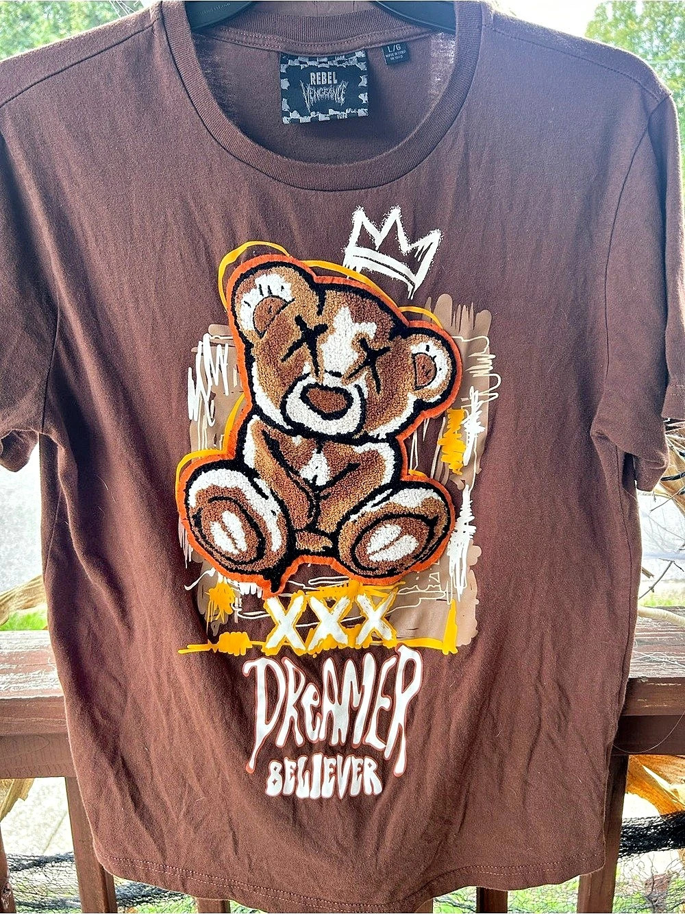 Rebel Teddy Bear Graphic Brown Large